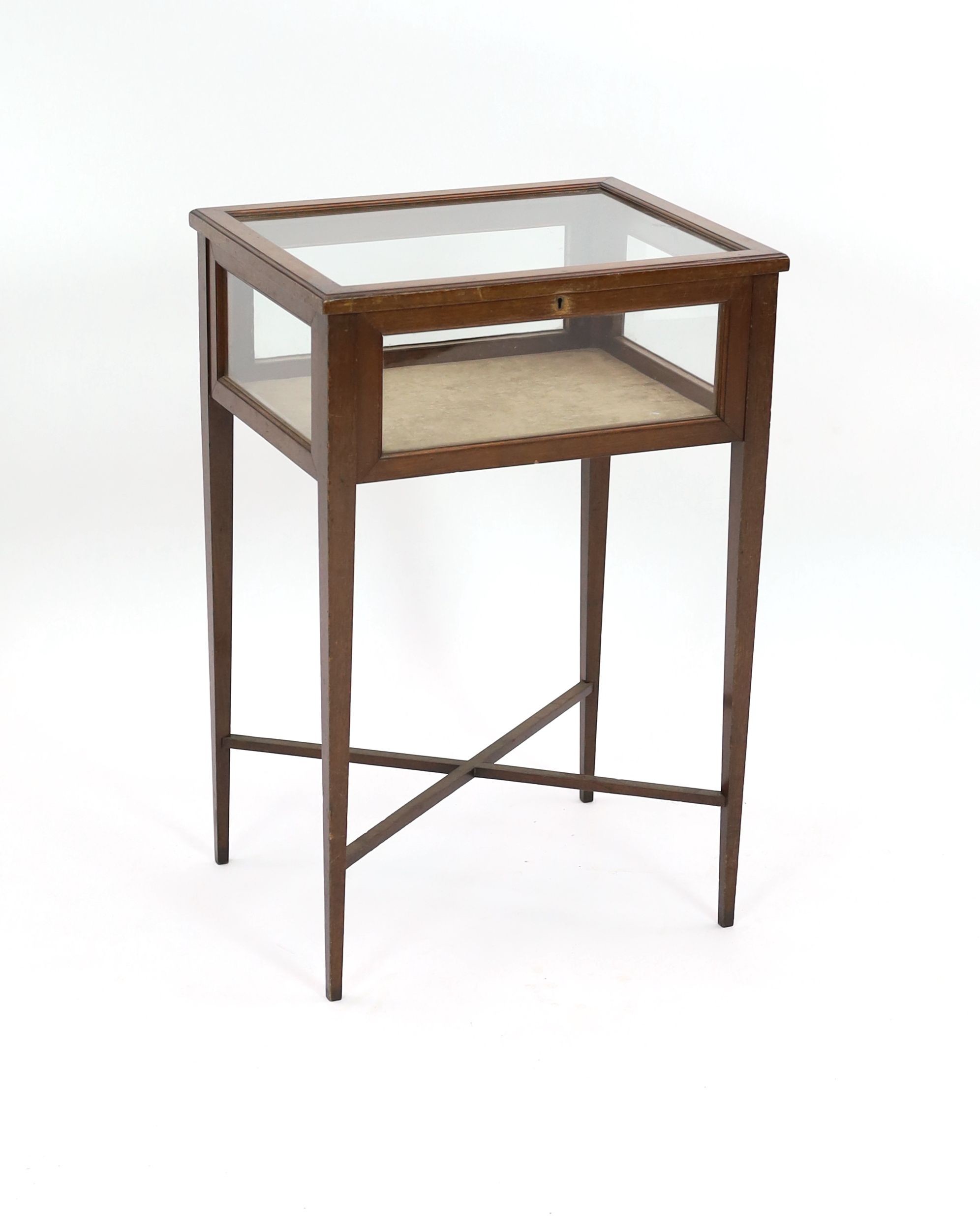 An Edwardian glazed mahogany bijouterie cabinet, width 49cm depth 40cm height 74cm